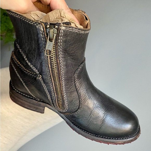 CCO🎉⬇️SHIP Bed Stu Eiffel WomenS 6 Bed Stu Eiffel Black Leather Zip Heeled Boots - Picture 7 of 14